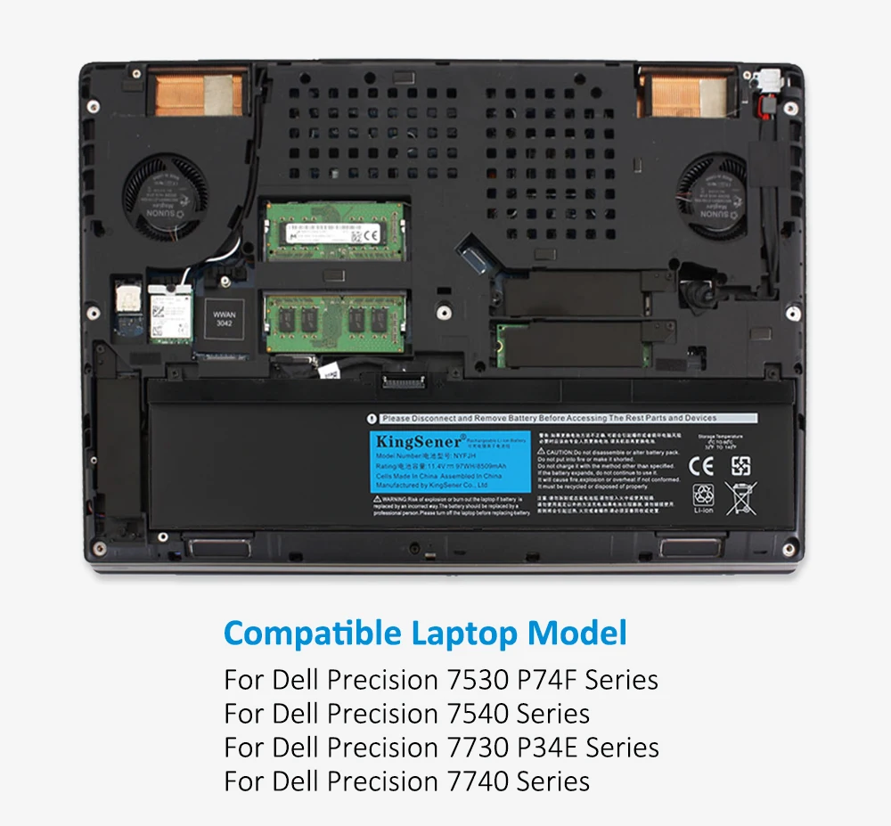 7730, 7540, série P34E001, P74F002, 5TF10, 0WMRC, GW0K9, 0, 11.4V, 97WH