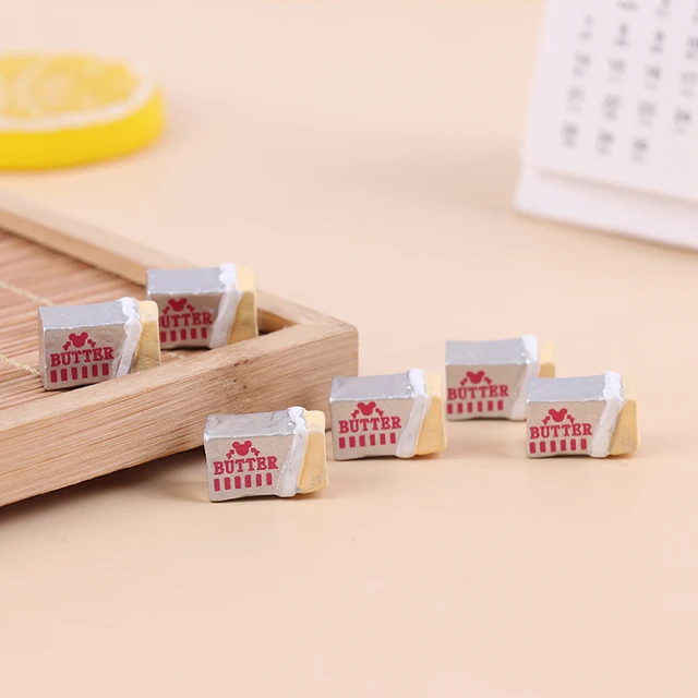 6Pcs 1:12 Dollhouse Miniature Simulation Food Butter Model Kids Pretend Play Kitchen Toy DIY Bread Set 2