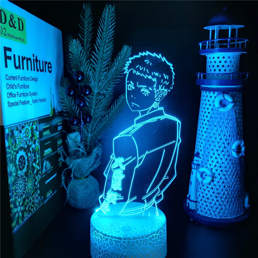 

Настольная лампа TAKASHI MITSUYA, Токийский мандзи, 3D светодиодный ночсветильник с питанием от USB, Подарочный аниме Декор для комнаты WT