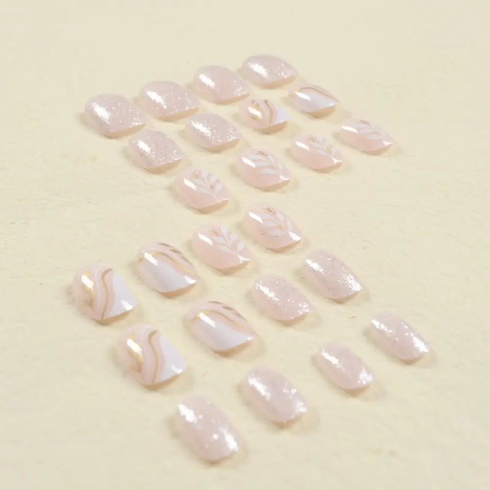 24pcs Glitter Powder Press-On Faux Fingernails