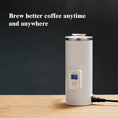 

Portable Coffee Maker 8 OZ - Single Cup Coffee Percolator - Tea Maker - Kettle - 304 Stainless Steel - AC 110-120V White