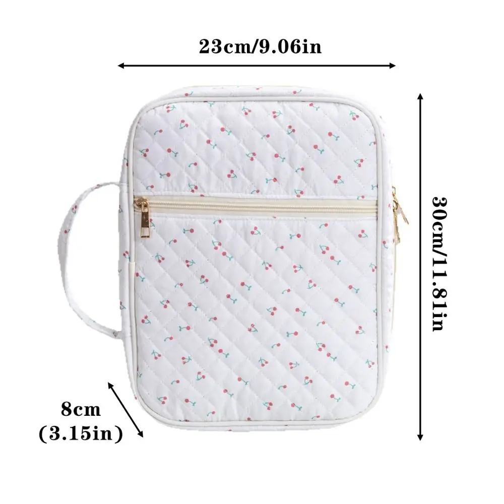 Quilted Portable Book Sleeve with Zipper Dustproof Carrying Case
