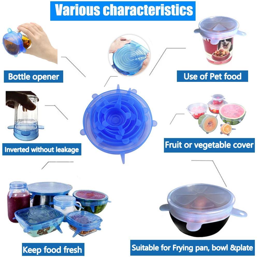 Silicone Food Cover 6/12/36PCS silicone food cover