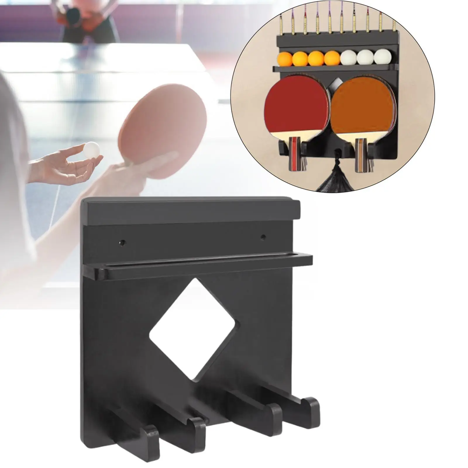 Paddle Holder Equipment Organizer Rack for Table Tennis Racket with Ball Holder Accessories Organizer Paddle Storage Rack