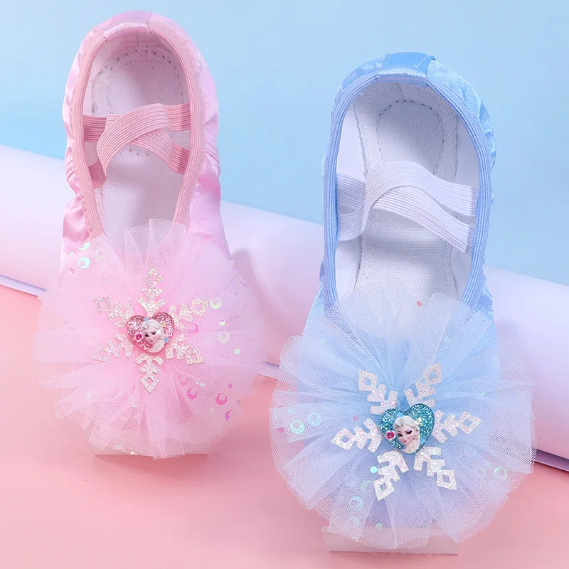 

Hot Sale Kids Girls Pink Dance Wear Cute Cartoon Love Snowflake Ballet Shoes Wholesale
