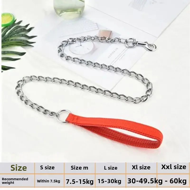 thumbnail image 1 of Correa para perros de razas grandes y pequeñas, cadena de hierro antimordeduras, cuerda para pasear perros, accesorios para perros, golden retriever, 1 of 5