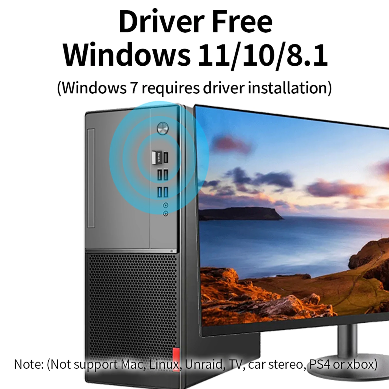 RTL612 무선 USB 어댑터 USB 블루투스 6.0 어댑터 낮은 대기 시간 드라이버가 필요 없는 BT 수신기 및 송신기(PC Windows 11/10/8.1용)