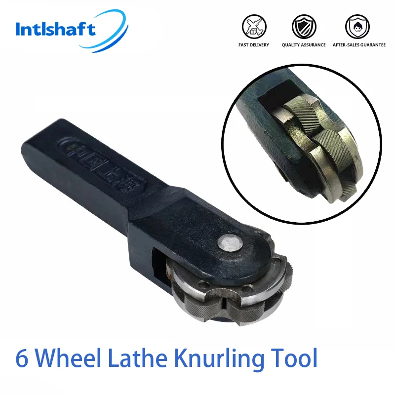 Intlshaft 6 Wheel Lathe Knurling Tools CNC Lathe Tool Holder Hob 30 &deg; mesh pattern Cutter Gear Shaper Cutter Steel Tools knurling tool set,gear hob cutter