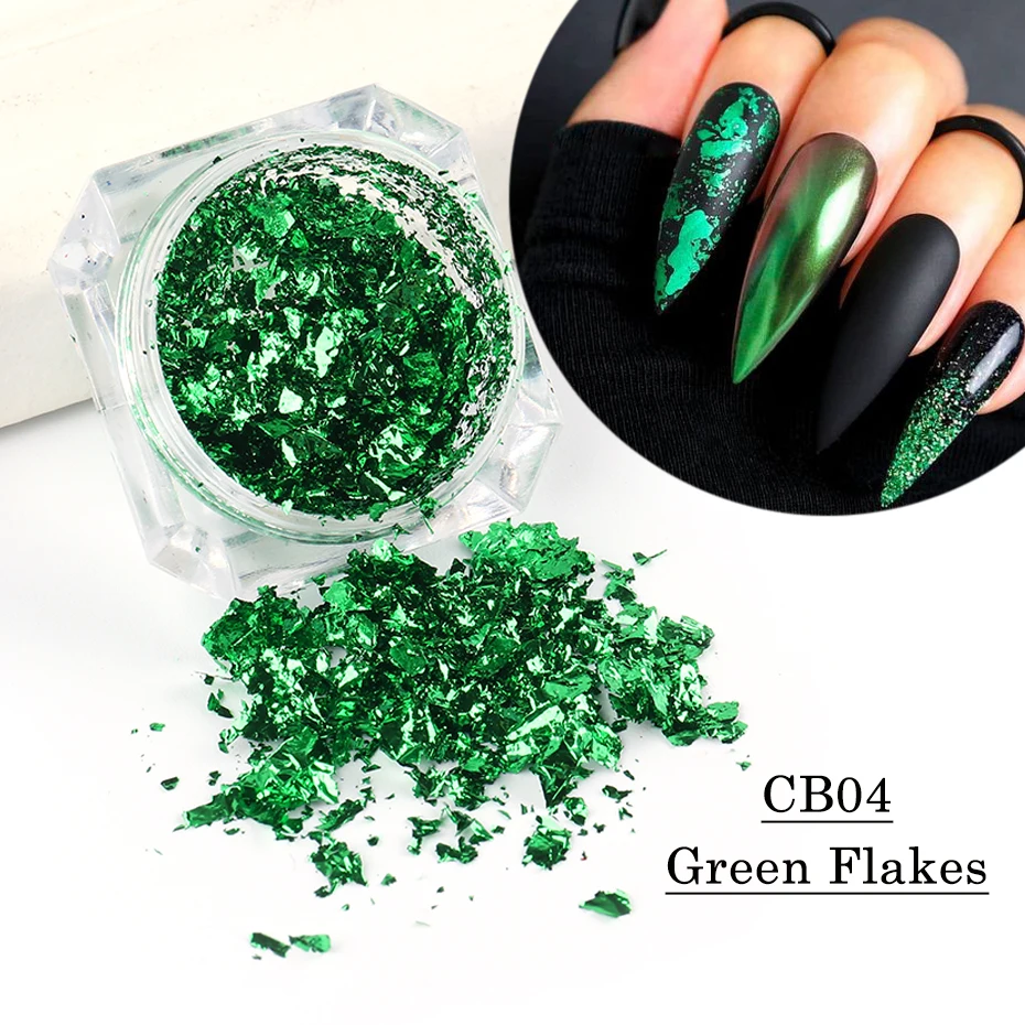 Aluminum Foil Sequins For Nails Gold Silver Irregular Glitter Flakes Mirror Chrome Powder Manicure Winter Decorations LYCB01-08