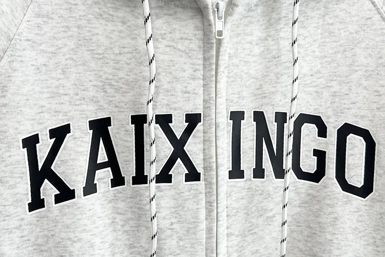 XXXXL Fashion Plus Size Women's Zipper Hoodies Oversized Autumn Simple And Casual Printed Letter Hooded Sweatshirt