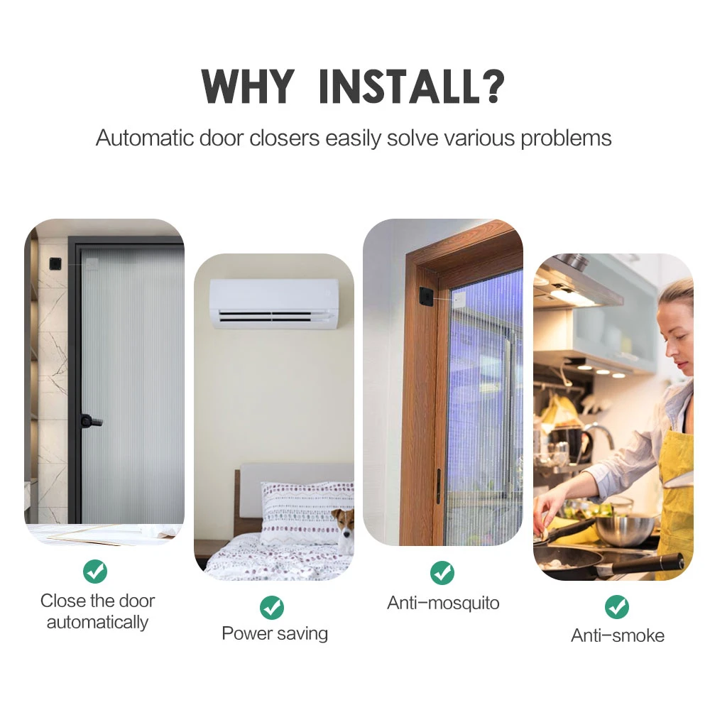 Door Closer Automatic Closing Sliding Latch No Punching Automatic Door Lock for Sliding Mesh Closer Closed for Refrigerator