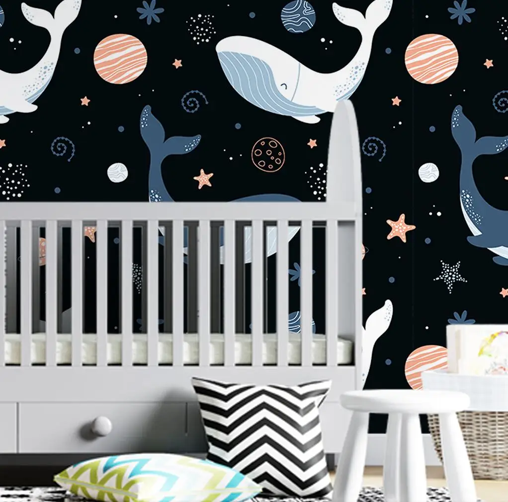 Custom cartoon whale wallpaper for children's room background Photo Murals Wallpapers for Living Room TV Hotel Backdrop 3D mural 3261 7 5ft happy birthday cartoon backdrop baby shower kid birthday photography background