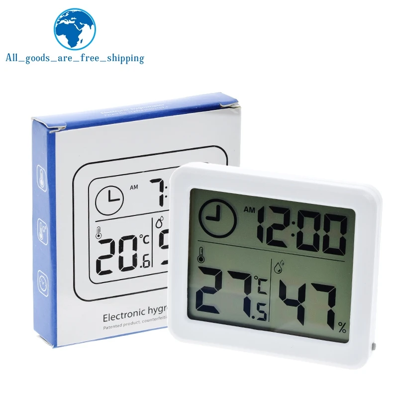 Thermometer Hygrometer Multifunction Thermometer Hygrometer Automatic Electronic Temperature Humidity Monitor Clock 3.2inch Large LCD Screen