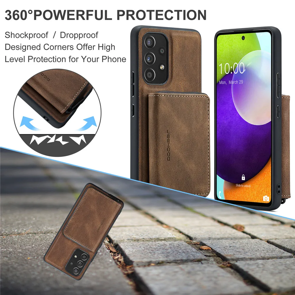 Premium 2-in-1 Leather Wallet Case with Detachable Card Holder & Magnetic Flip Cover