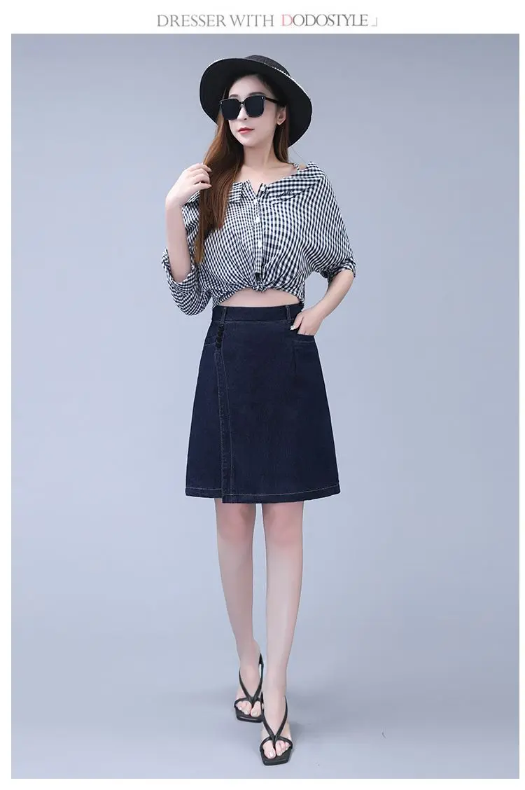 Five point Jeans Skirt Women's Summer Thin Four point Wide leg pants 2026 New Woman Loose Shorts High waisted Short Casual Pants