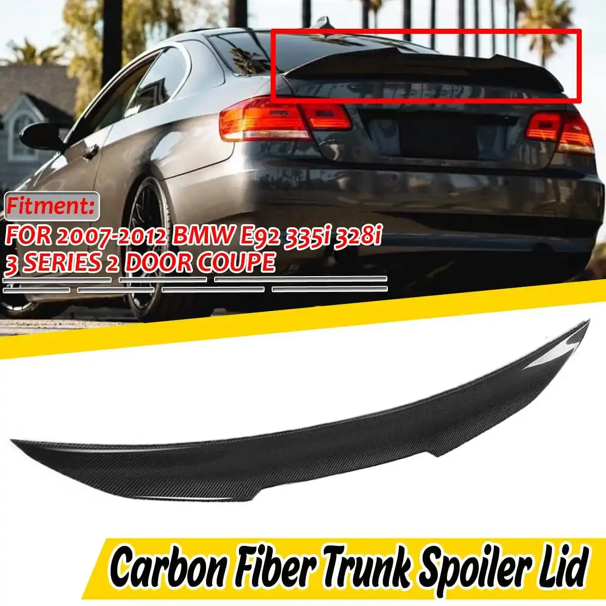 E92 Car Rear Spoiler Wing Lip Extension Per Bmw E92 335I 328I 3 Series 2 Door Coupe 2007-2012 Posteriore Tronco Boot Spoiler Lip