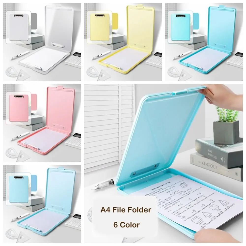 A4 File Folder A4 File Clipboard Box Case Large Capacity Waterproof Memo Clip Board Plastic Storage Organizer Student business folder