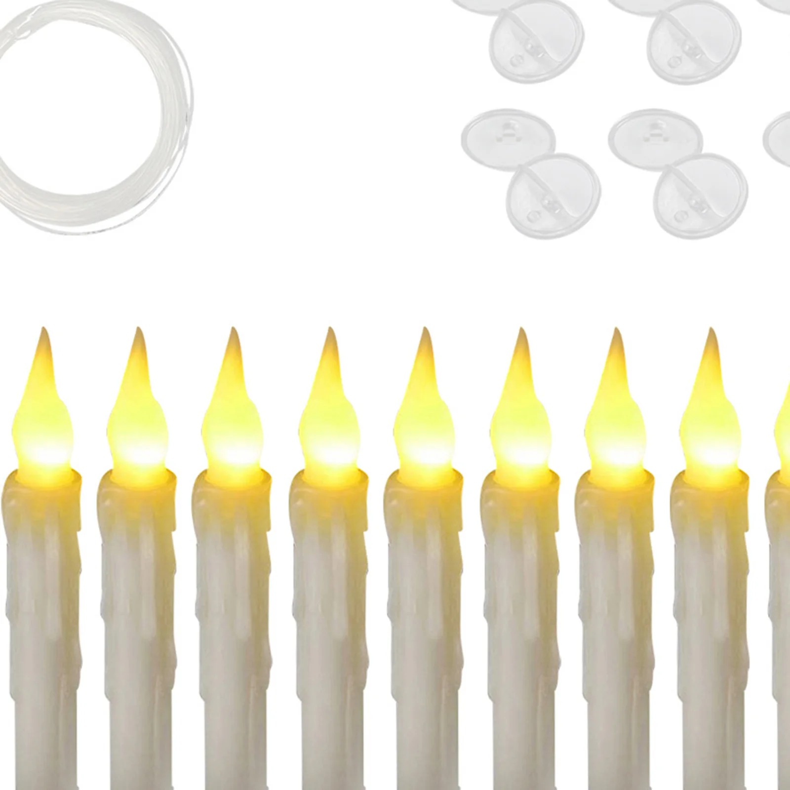 12 Bougies LED Flottantes Avec Télécommande Baguette Magique - 17 Cm, Piles AA - Pour Noël, Mariage, Décoration Intérieure - 9