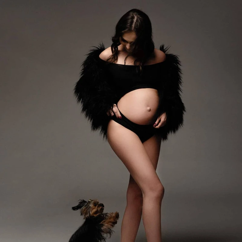 luxury-artificial-simulation-fox-fur-maternity-dress-photography-props-pregnant-women-photo-shoot-boudoir-outfit-clothes