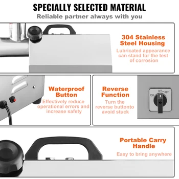 VEVOR Electric Meat Grinder Food Processors Sausage Maker Filler Mincer Stuffer Stainless Steel with 2 Blades for Home Kitchen 5