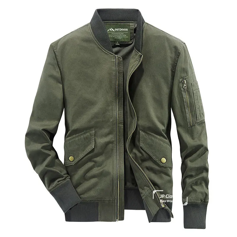 

Autumn men's business casual jacket solid colour standing collar simple 5XL large size men's High quality bomber outdoor jacket