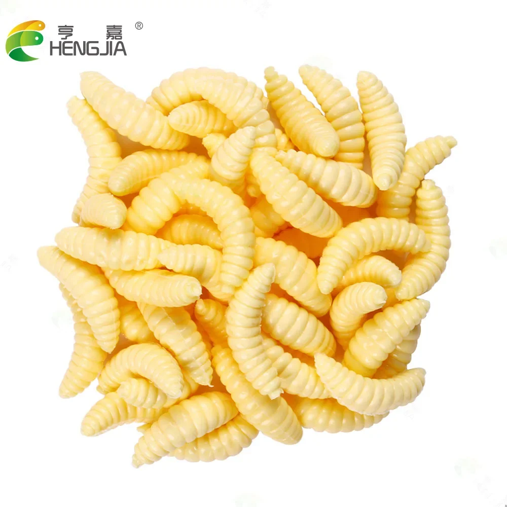 

100pcs Fishing Lure Lifelike Worm Maggot Grub Soft Bait Silicone Artificial Bait Earthworm Baits Smell Shrimp Additive Bass Carp