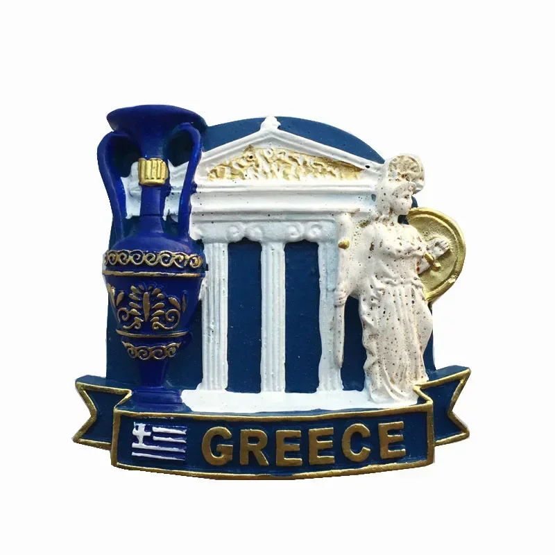 Greek Tourist Souvenirs Fridge Magnet Greece Flag Samurai Spartan Helmet Hand Painting Magnetic Stickers