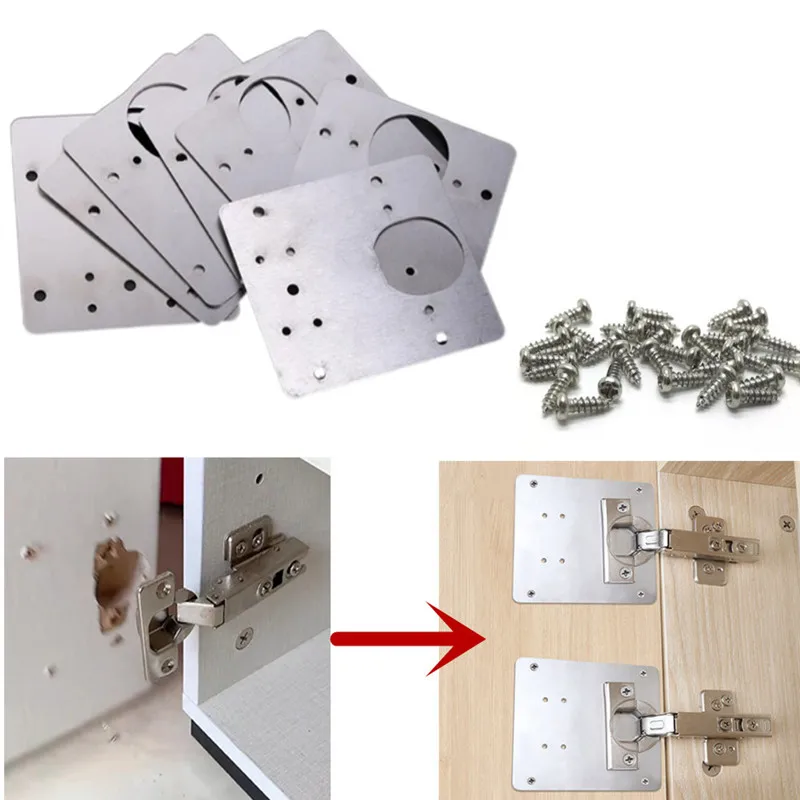New Hinge Repair Plate for Cabinet Furniture Drawer Window Stainless Steel Plate Repair Accessory Table Cabinet Door Hinge Tools