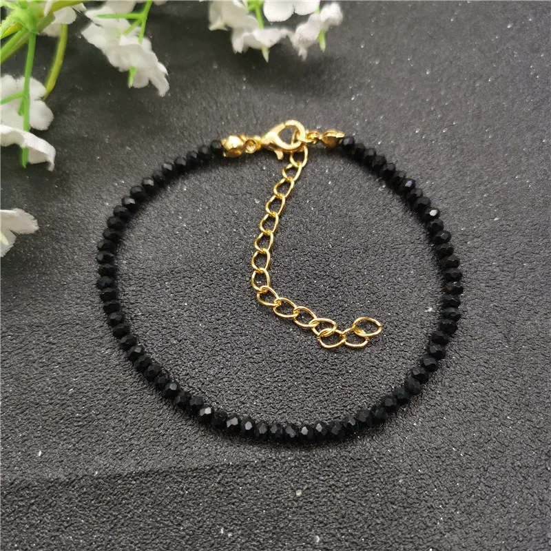 3mm Black Glass Beads Charm Bracelet For Women Bohemian Gold Silver Color Link Chain Bracelet Jewelry JCYMONG bracelet jewelry