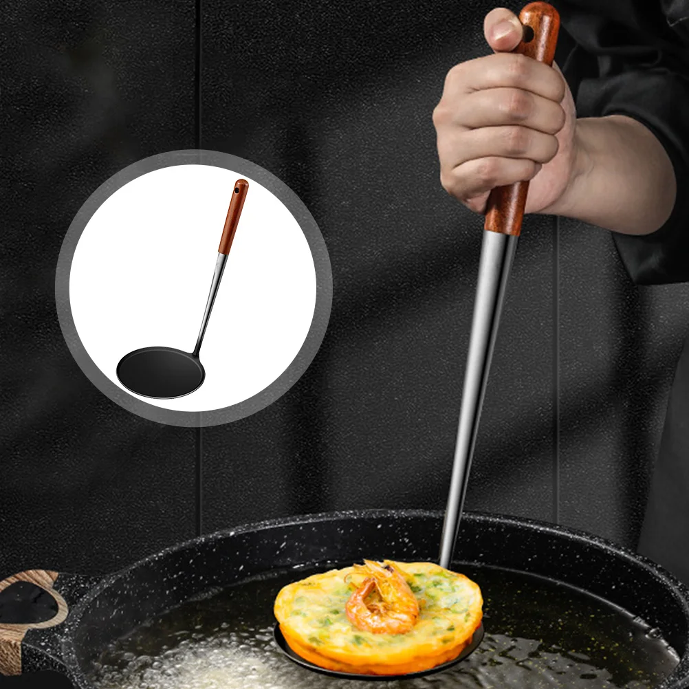 

Frying Snack Spoon Flat Griddle Stainless Steel Cake Handle for Biscuit Kitchen Non Stick Cooking Utensils