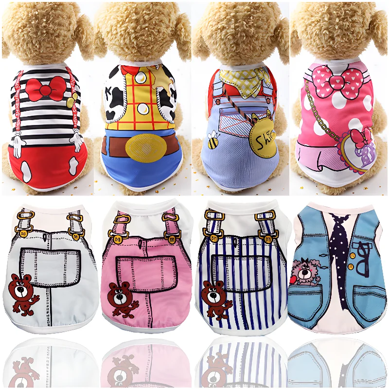 

Pet Dog Clothes Clothing Cartoon Puppy Dogs Soft Vests Summer Shirt Casual T-Shirt for Small Pet Supplies vest for dogs