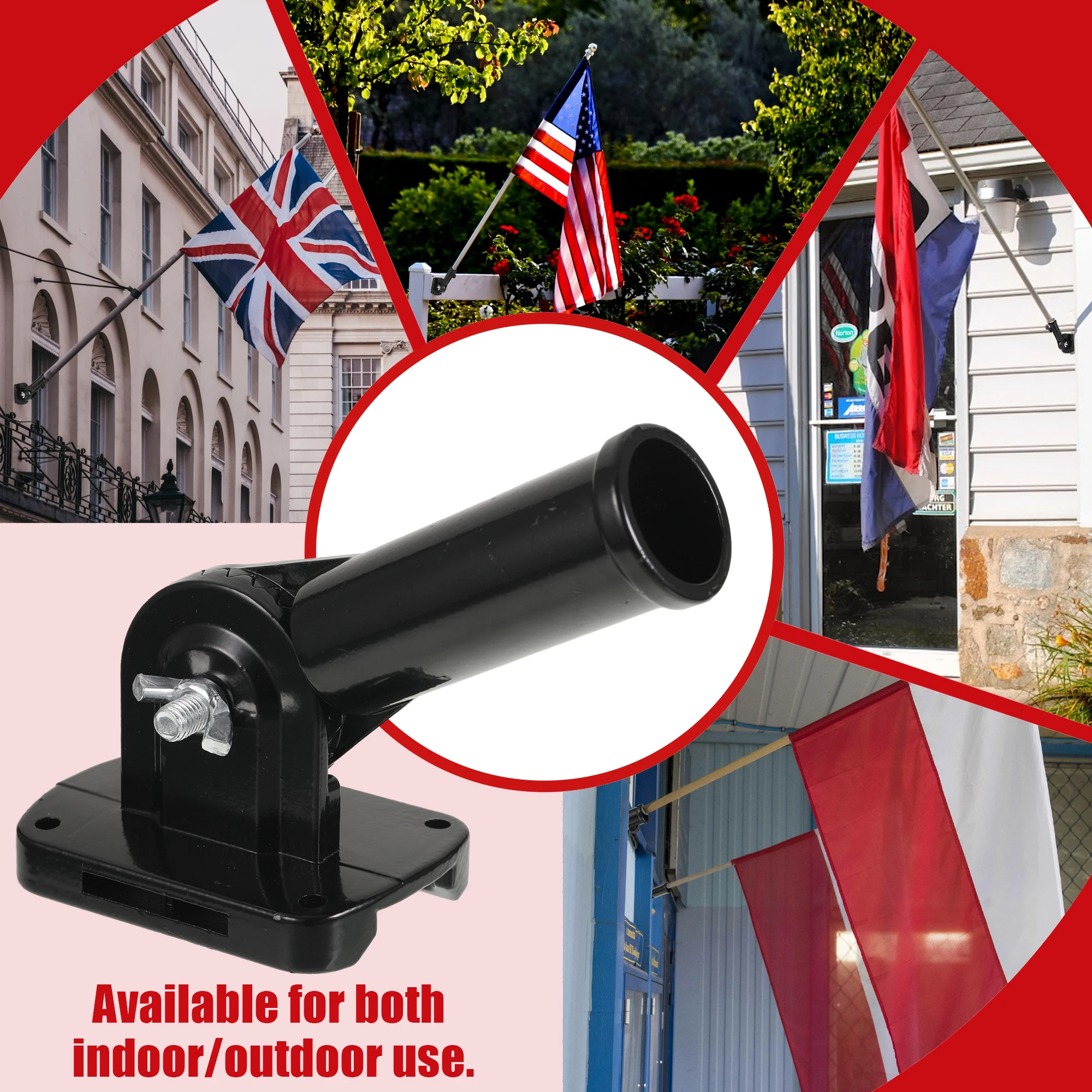 Heavy Duty House Flag Pole Holder Bracket Wide Application Multi-Position Mounting Matte Surface