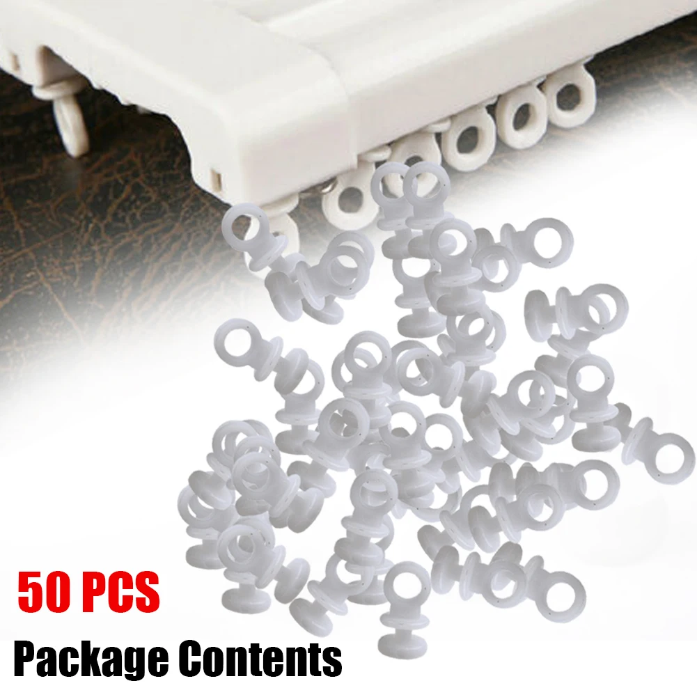 50Pcs Plastic Curtain Track Hooks Runner Fit For Camper Van Motorhome Caravan Boat White Fixed Clamp Camper Accessories insect curtain ochre and white 100x220 cm chenille