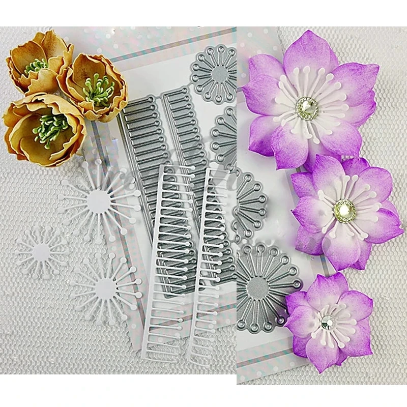 Dreamcat 꽃용 수술 금속 절단 다이 금형 칼, 스크랩북 스텐실 DIY 엠보싱 공예 다이 컷 카드 새로운 다이 만들기