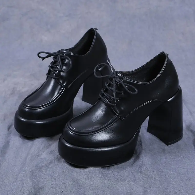 New Fashion Casual Spring Autumn luxury Pumps Women High Heels Shoes Chunky Heels Designer Platform Black apricot 2024 comfort