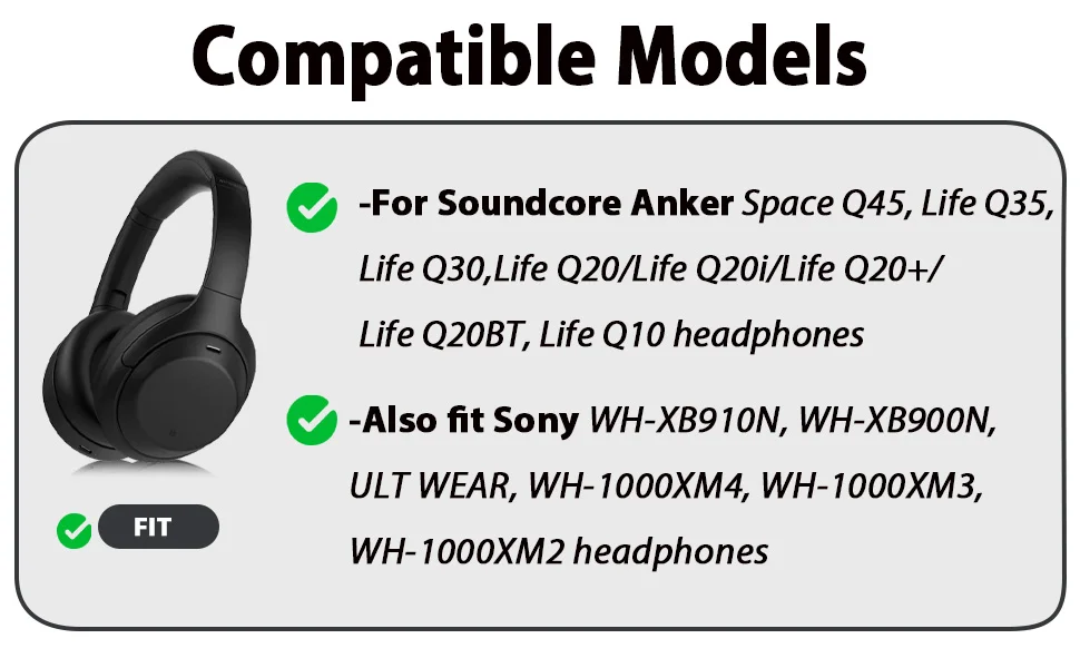 Headband Cover for Anker Soundcore Q45 Q30 Q35 Headphones Protein Leather Zippered Headband Cover for Sony WH-1000XM4 1000XM3