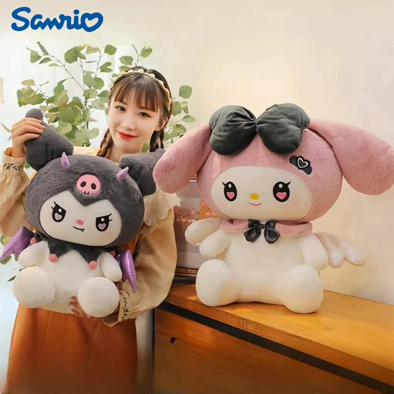 40/50/60CM 빅 사이즈 Sanrio 귀여운 악마 Kuromi 플러시 장난감 천사 내 멜로디 플러시 베개 인형 박제 동물 홈 장식 선물
