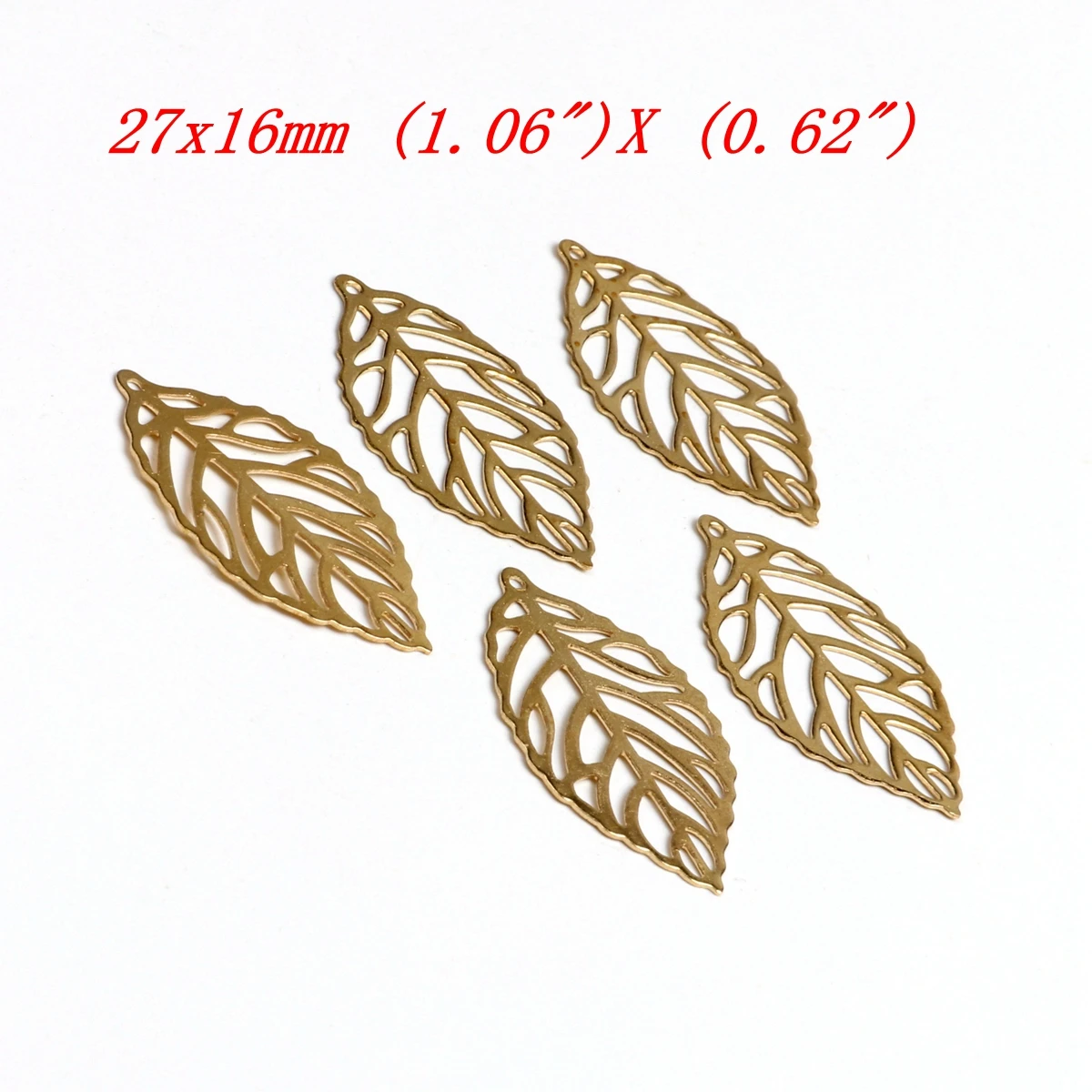 Gehämmerte Charms, blattförmiger Anhänger aus Messing, Zubehör für DIY-Ohrringe, Halskette, Armband, DIY-Herstellung, Schmuckzubehör – Detail 6