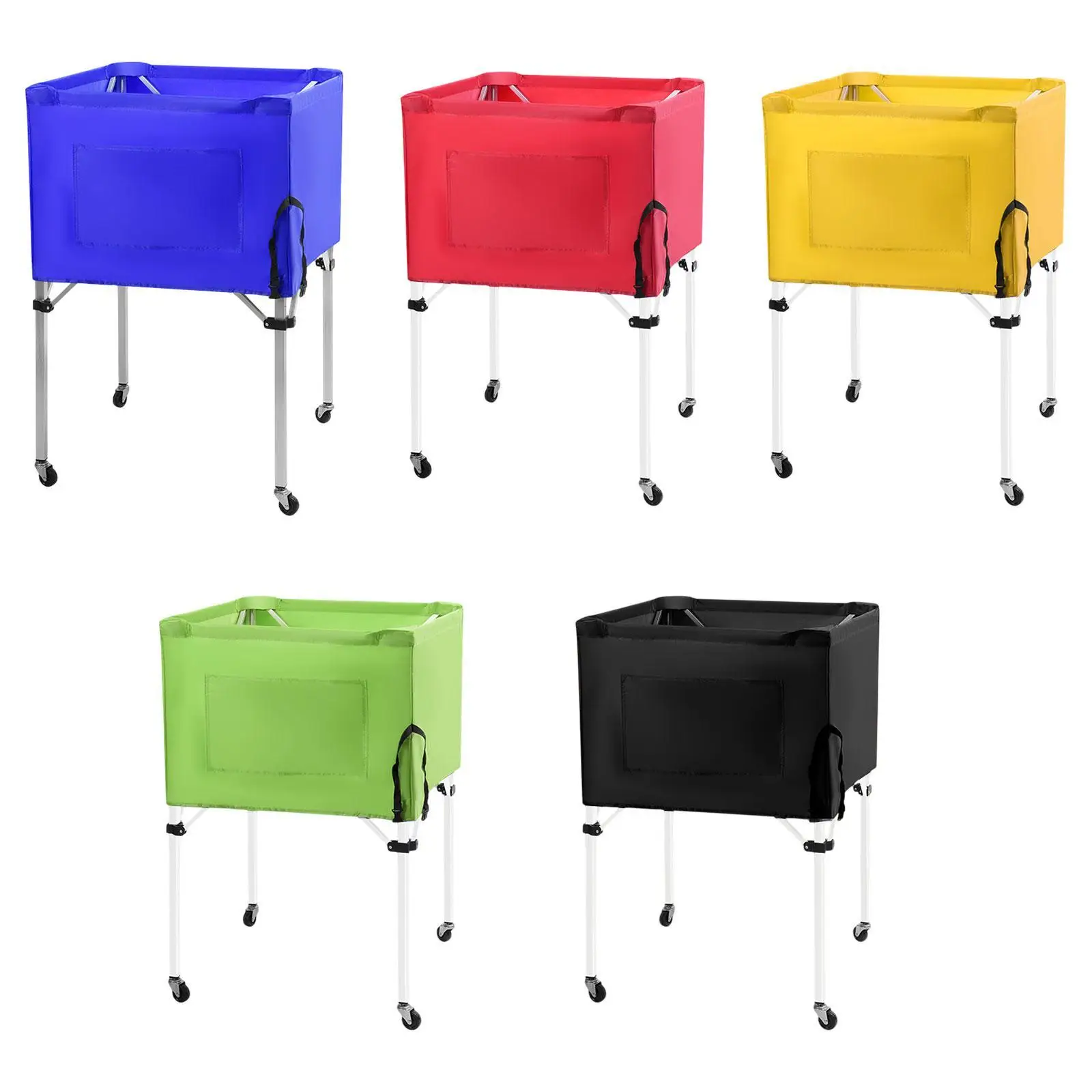 Rolling Sports Ball Cart Ball Holder Storage Cart Folding Volleyball with Wheels for Gym Garage Tennis Soccer Indoor