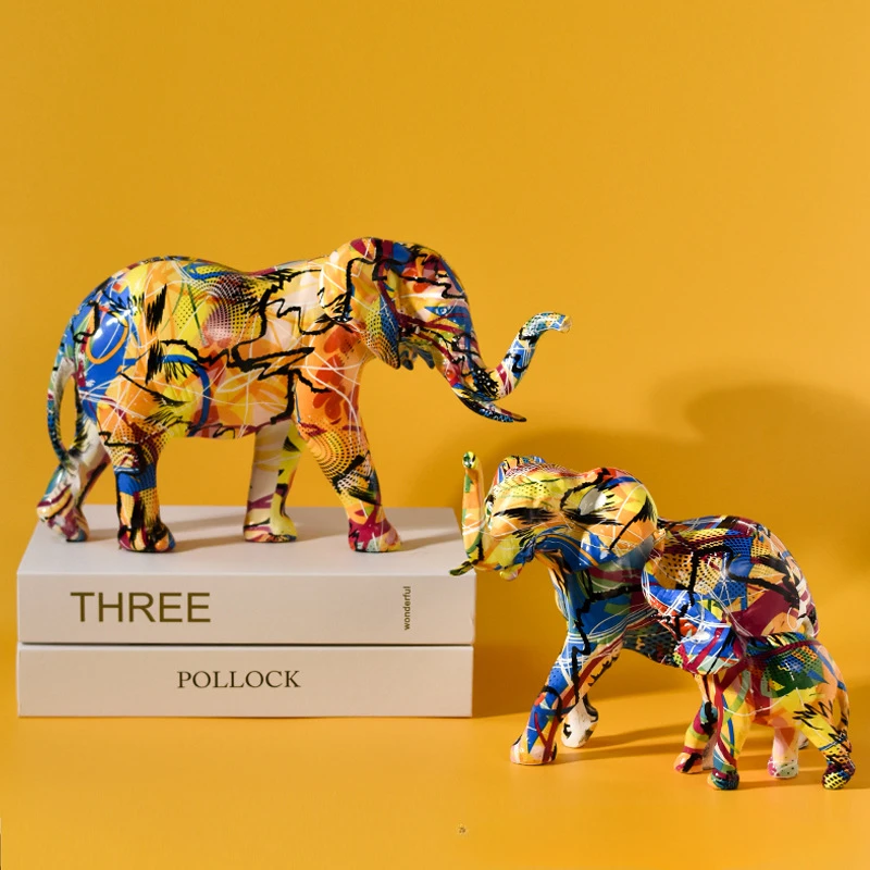 

Nrodic Home Decoration Creative Colorful Elephant Staute Office Cabinet Ornaments Resin Animal Sculptures & Figurine Knickknacks