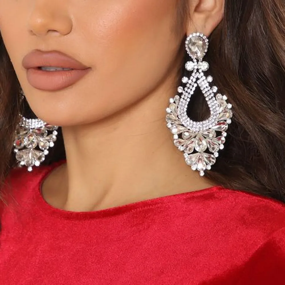 Rhinestone Tassel Drop Earrings | Crystal Earrings Women