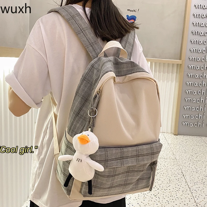 

Fashion Lady Kawaii Book Backpack Cute Girl Lattice Travel School Bag Women Nylon Laptop Bag Trendy College Cool Female Backpack