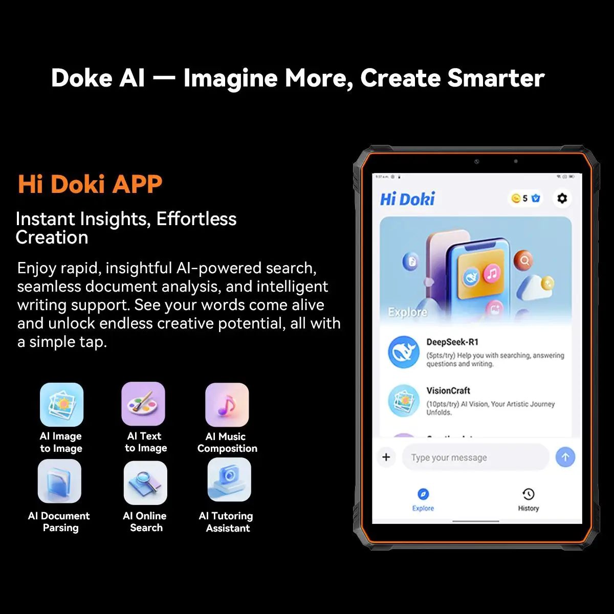 Blackview Active 5 Rugged Tablet 8GB+128GB 8.68'' Android 15 Unisoc T615 Octa Core AI Mini Pad 13MP 6600mAh 18W 4G Tablet PC