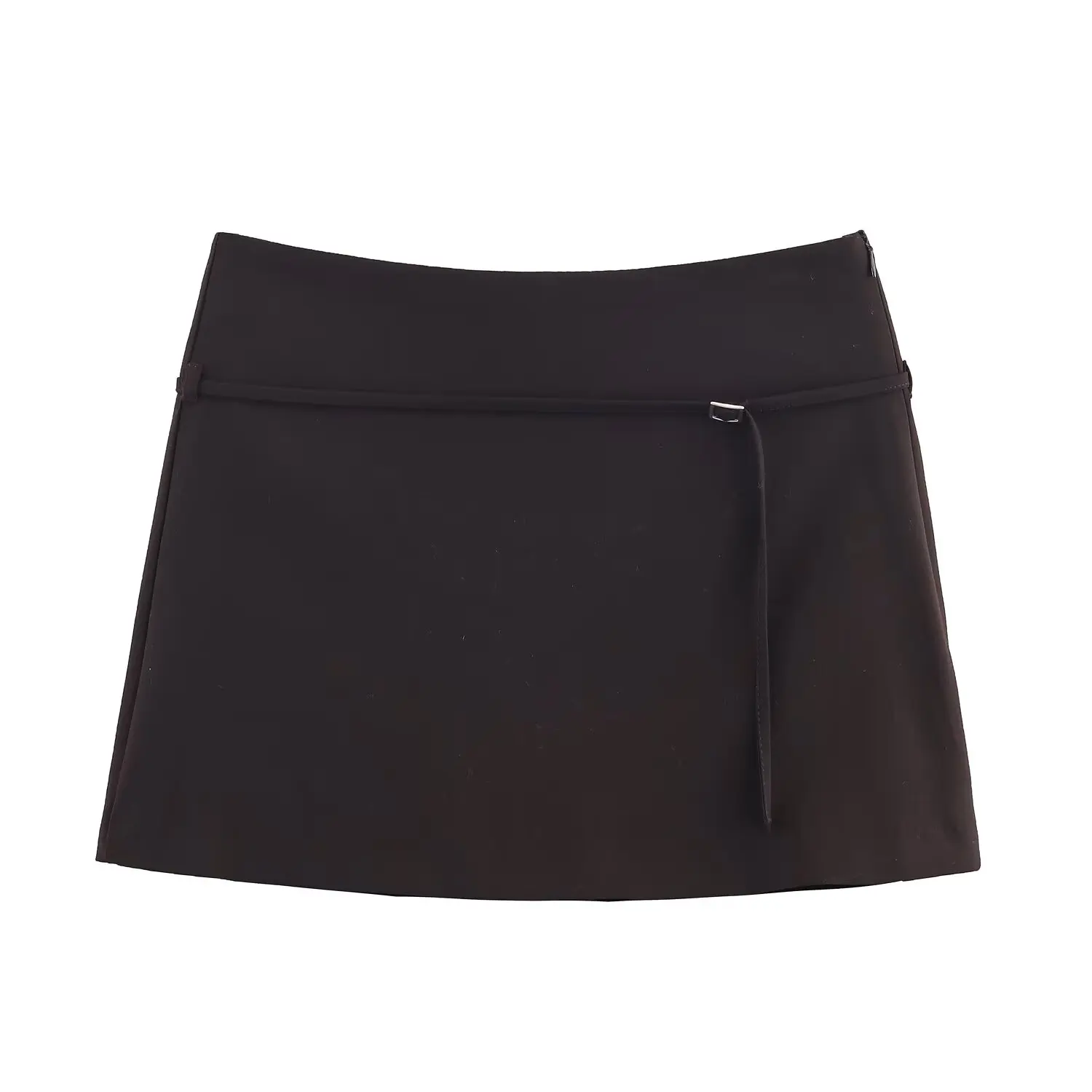 Women's Fashion Solid Slim Mid Waist Skirt With Belt Adorn Female Autumn Winter Elegant Commuting A-Line Mini Skirt Streetwear