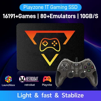 Playzone SSD 1TB e console di gioco con 16191 giochi 3D e retrò 80+emulatori per PS5/PS4/XBOX/XBOX One/SWITCH 3 Sistema in 1 per WIN PC