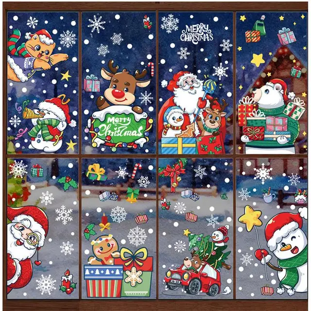 2024 Christmas Window Stickers Christmas Theme Decor Static Decals Seasonal Decors for Household Appliances Desktop Glass Doors 2
