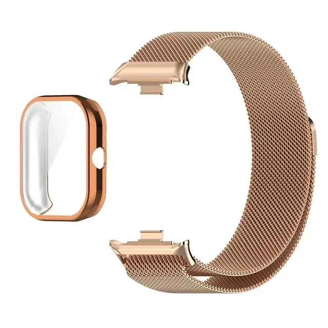Elegant Metal Strap with TPU Soft Case Screen Protector for Xiaomi Redmi Watch 4 - Milanese Magnetic Watchband Replacement