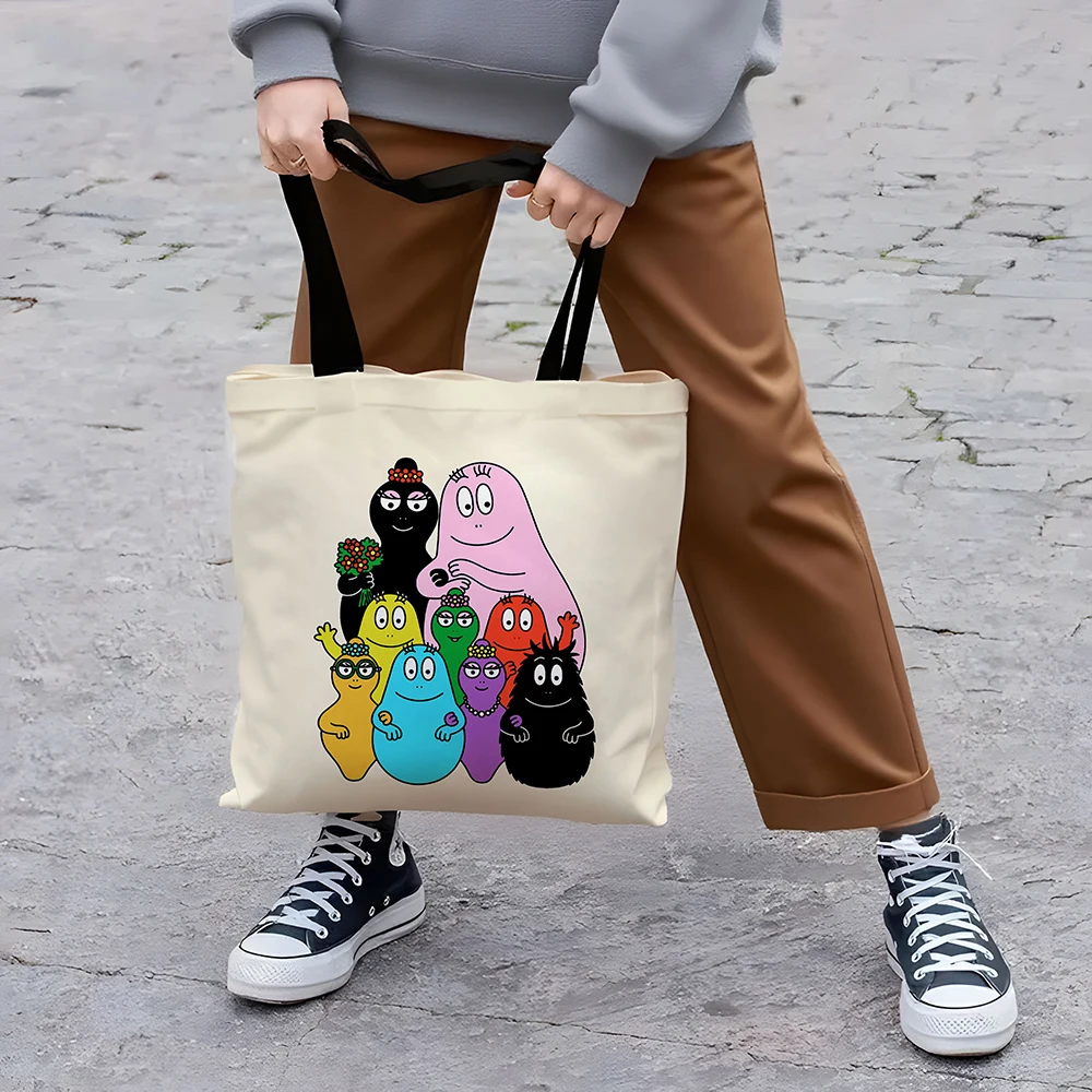 1-teilige Cartoon Barbapapa Gilrs große Kapazität College-Handtasche Damen Shopper-Taschen Einkaufstasche Einkaufstasche Umhängetasche – Detail 2