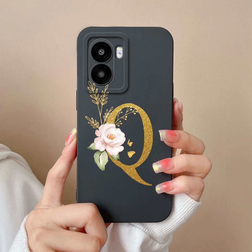 Pretty Flower Letters Liquid Silicone High-Quality Phone Cover