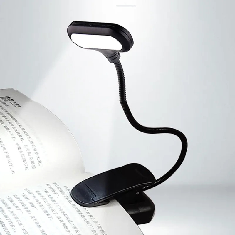 

LED Eye Protection Book Night Light Adjustable Mini Clip-On Study Desk Lamp Battery Powered Flexible for Travel Bedroom Reading